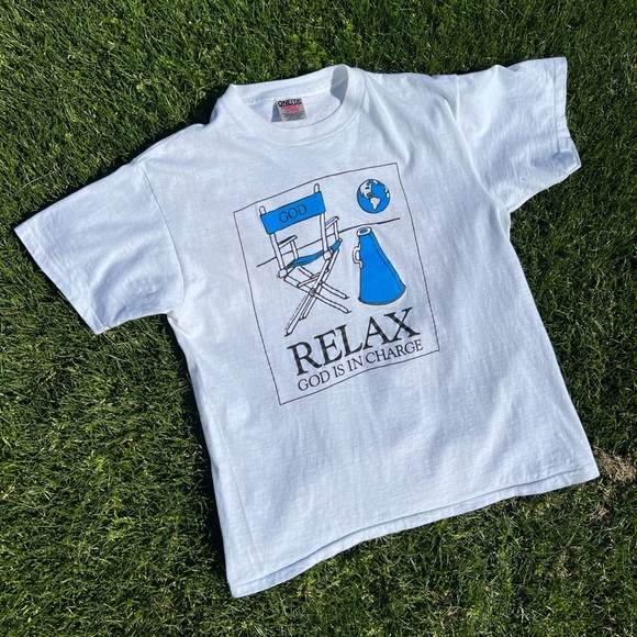 Vintage 1991 God religion jesus earth faith tee shirt white new deadstock prayer - Picture 4 of 8